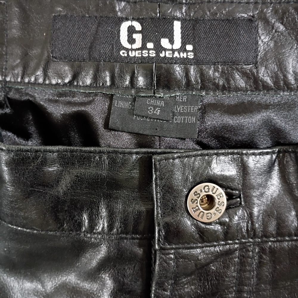 Guess Jeans Black Leather Pants 34x32